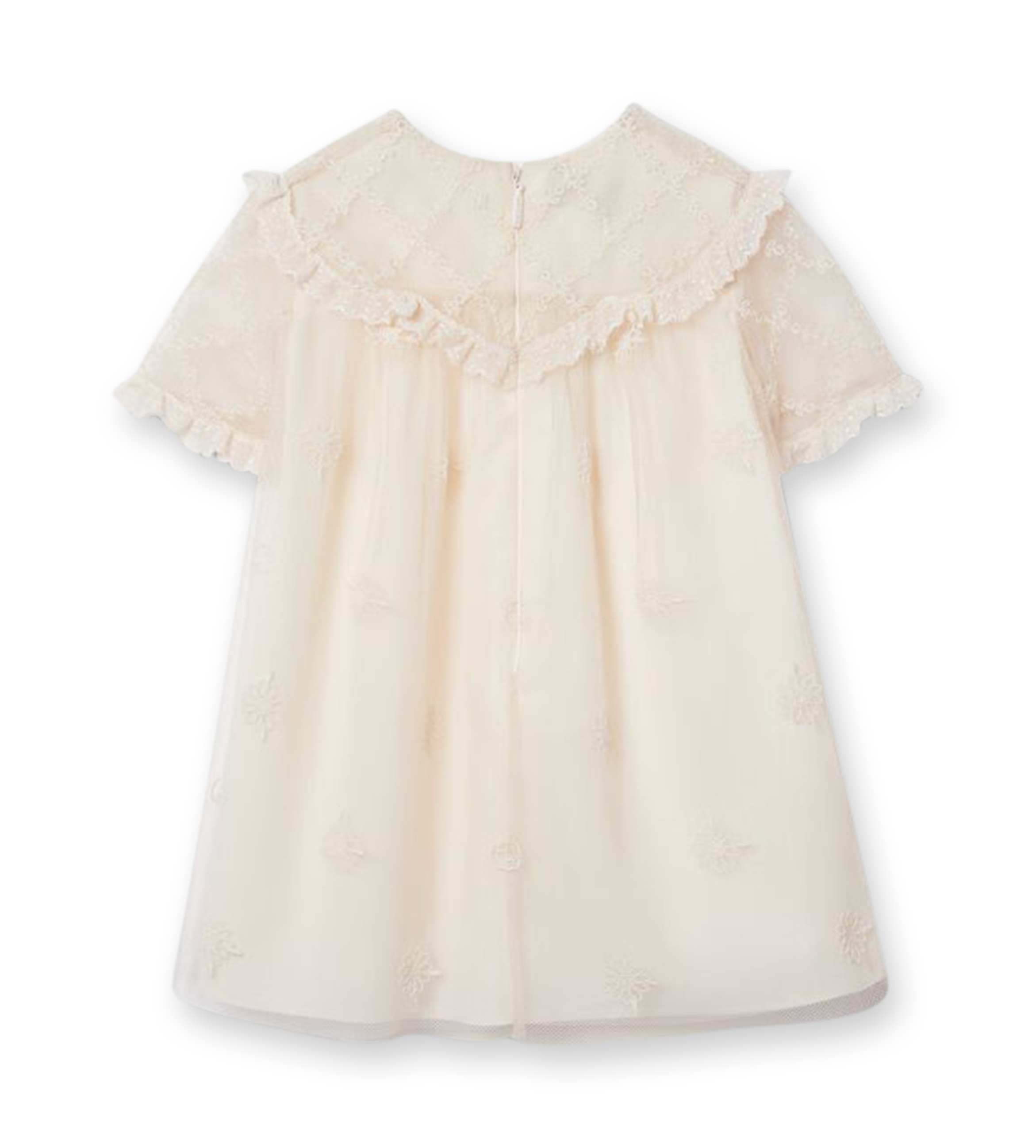 Embroidered Tulle Dress Ivory Mix