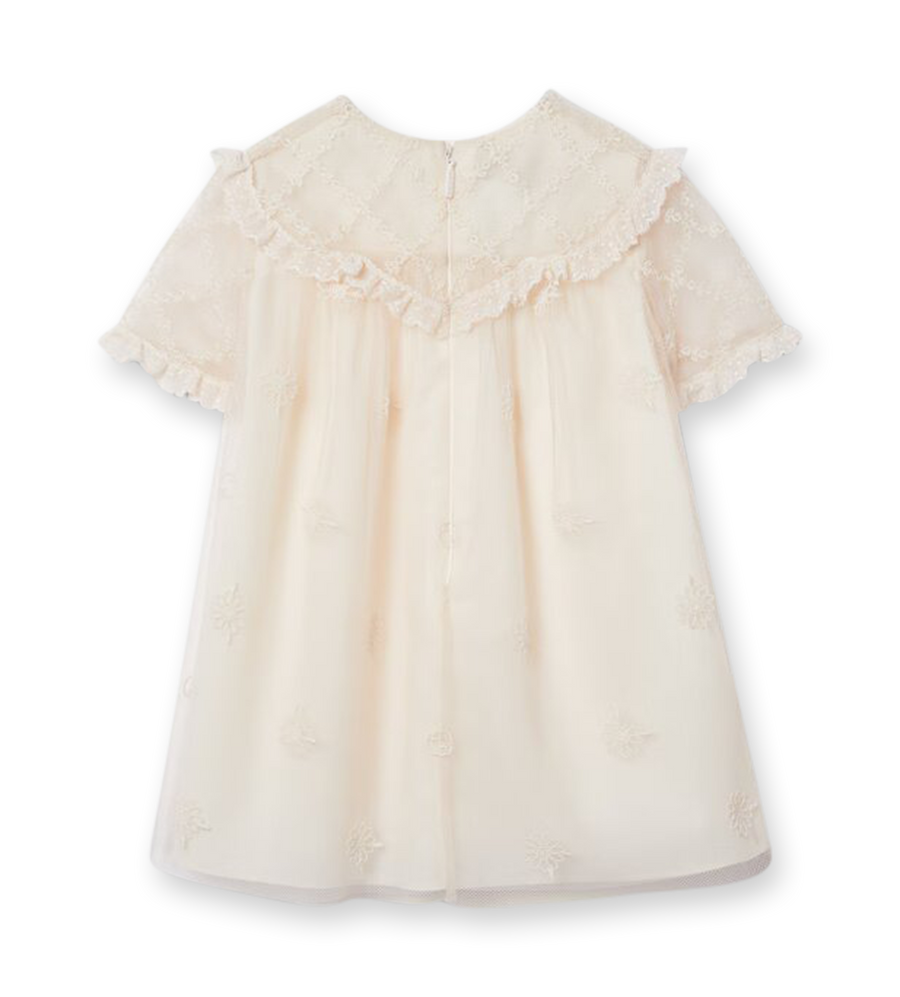 Embroidered Tulle Dress Ivory Mix