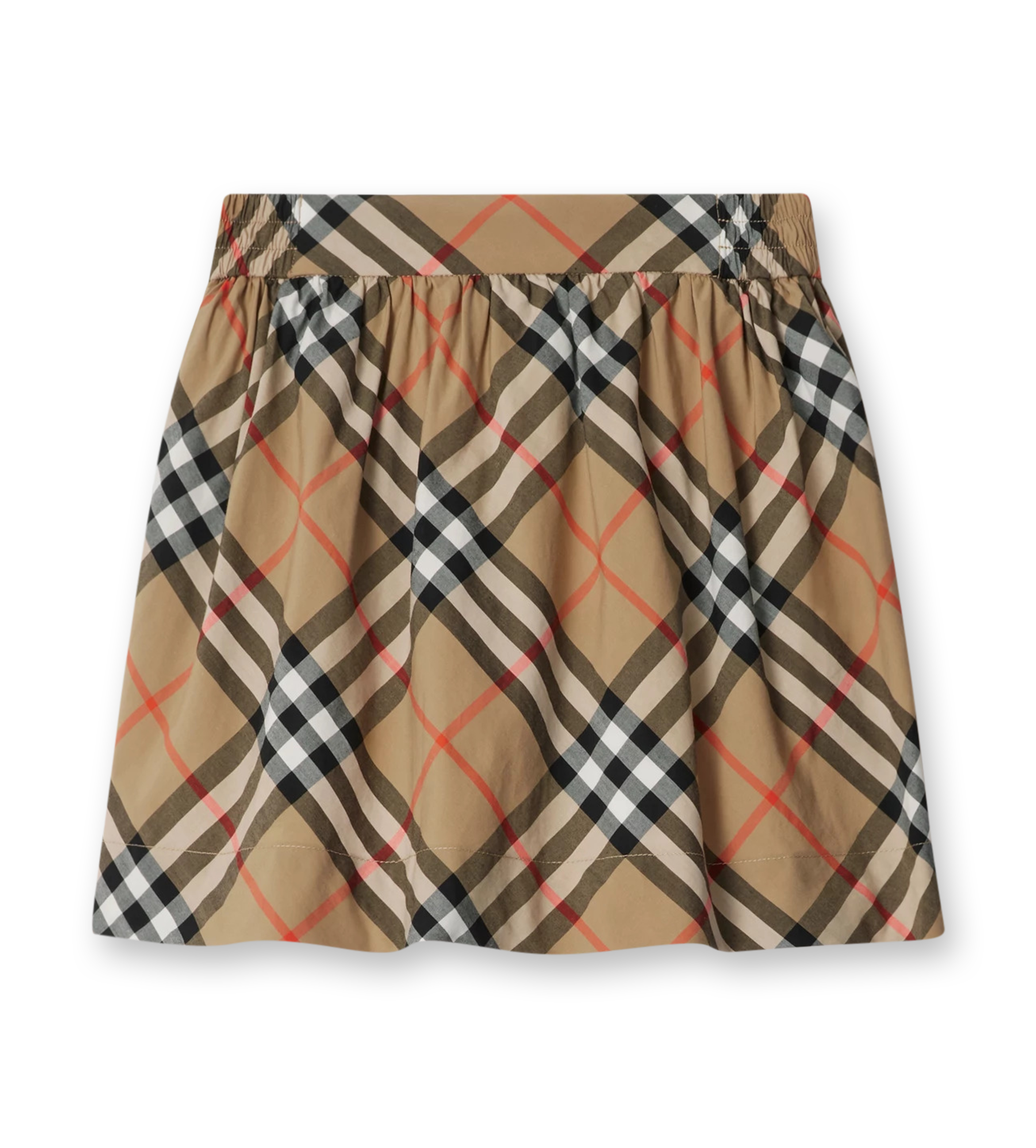 Check Cotton Skirt Sand