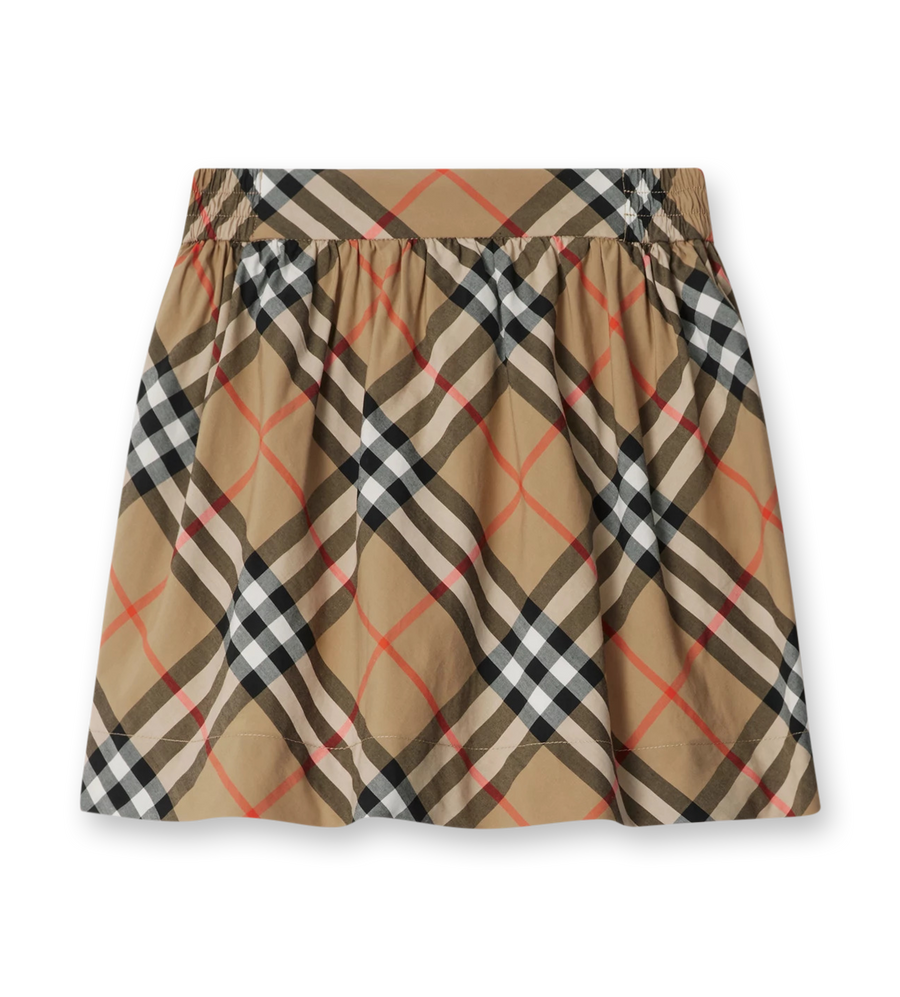 Check Cotton Skirt Sand