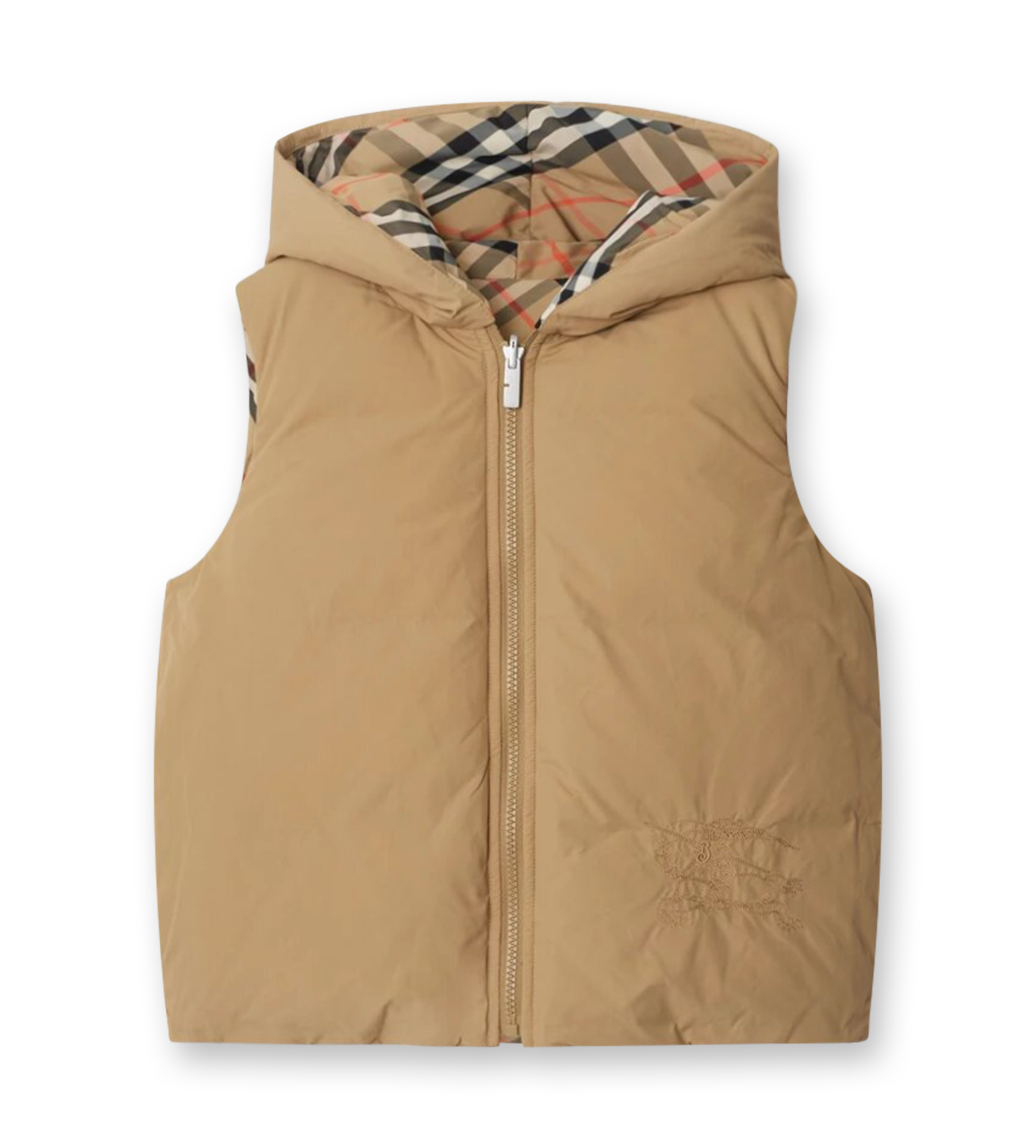 Baby Reversible Check Pattern Gilet Sand