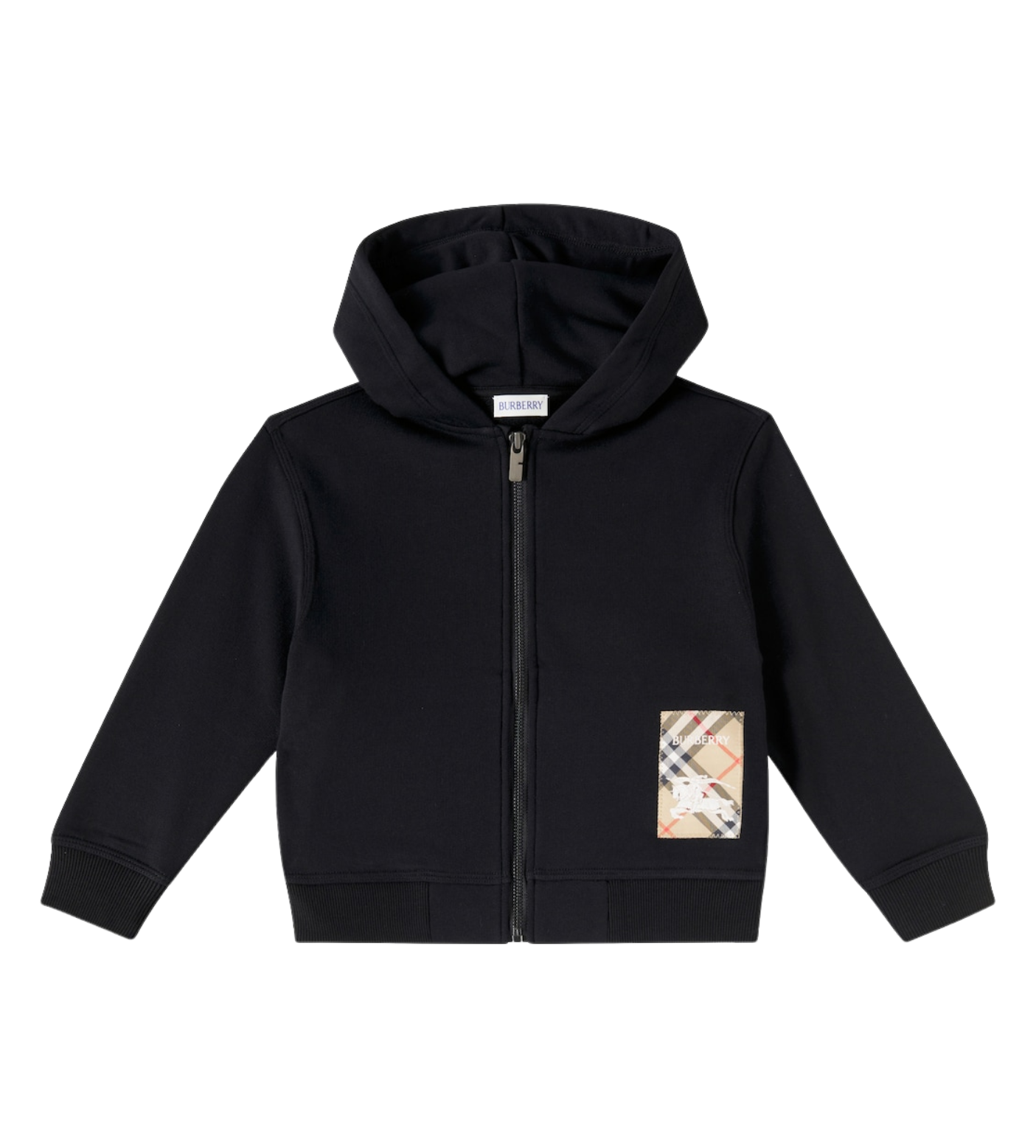 Baby Check Label Zip Hoodie Black