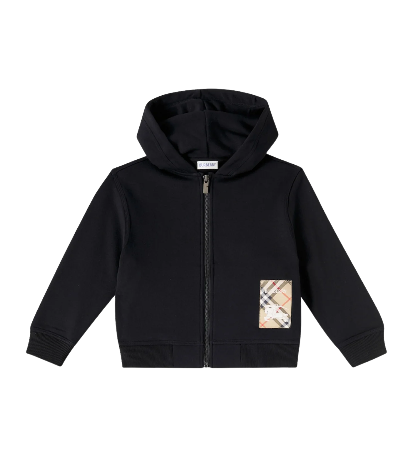 Baby Check Label Zip Hoodie Black