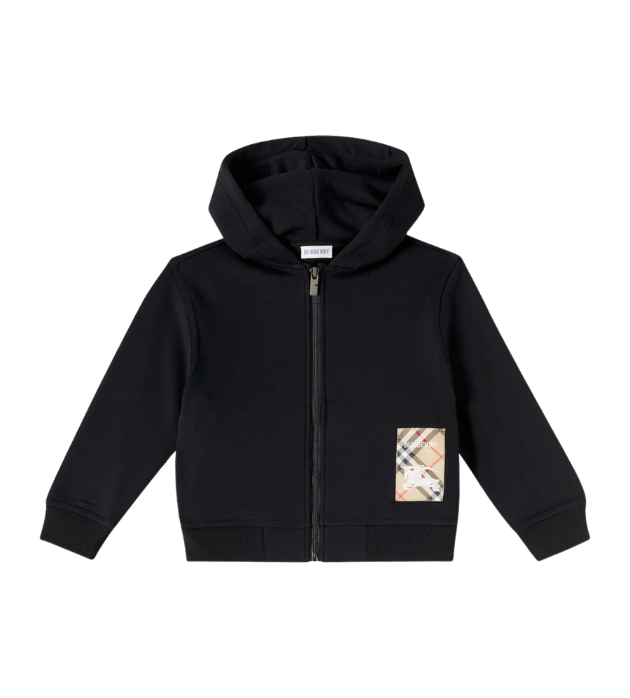 Baby Check Label Zip Hoodie Black