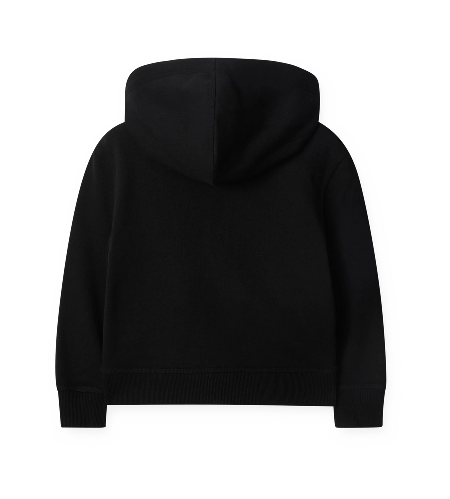 Check Label Zip Hoodie Black