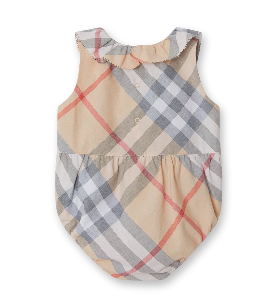 Baby Check Bodysuit Pale Stone