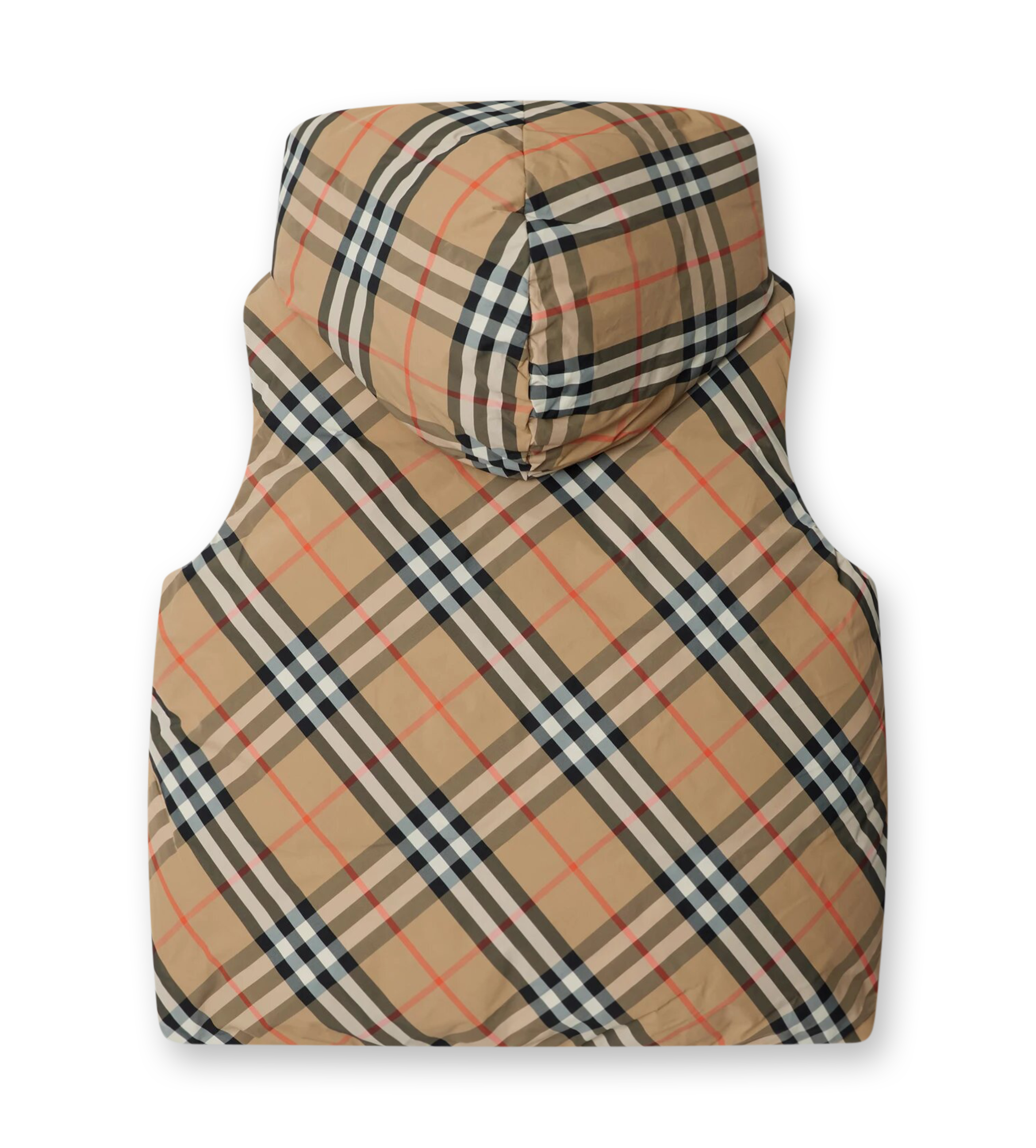 Reversible Check Padded Gilet Sand