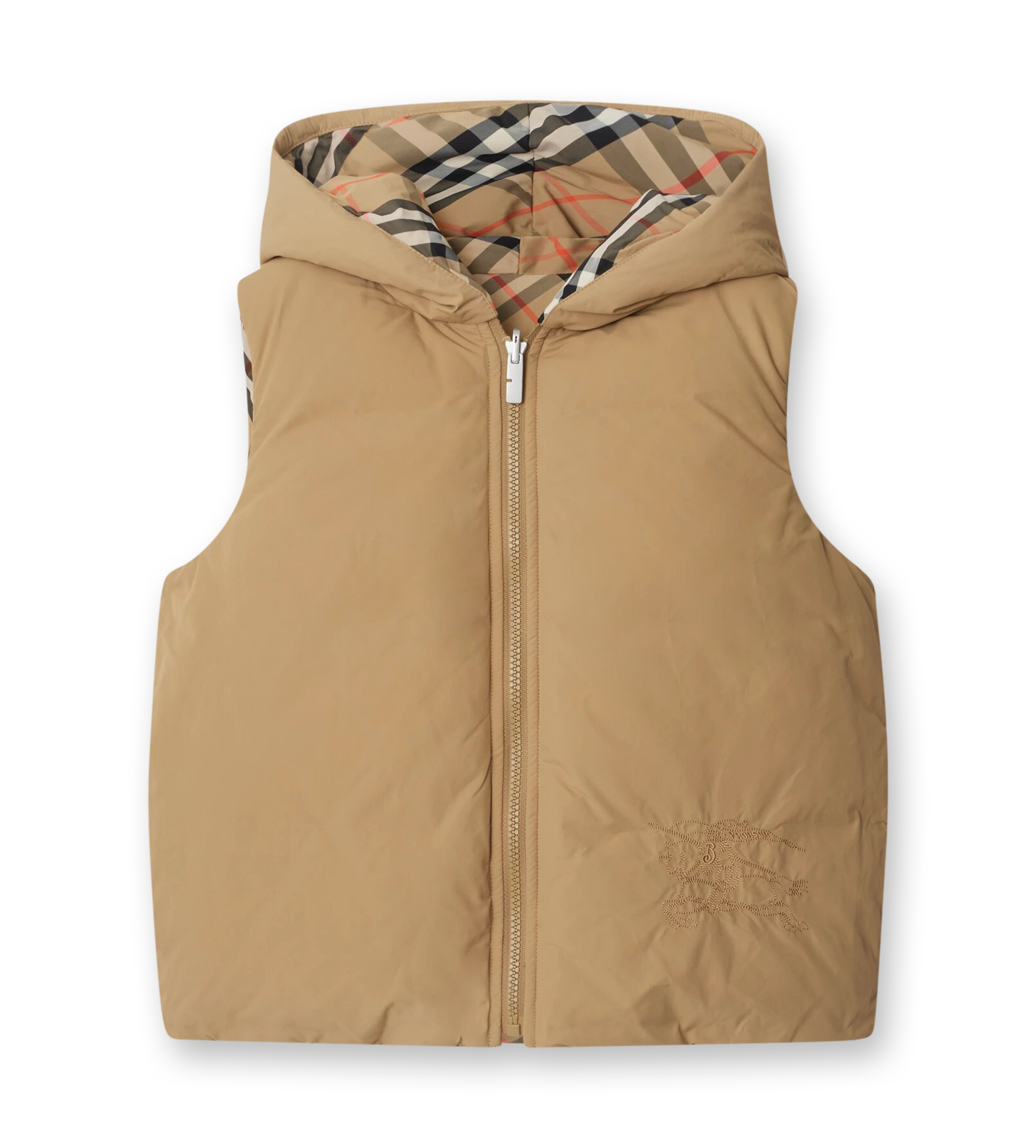 Reversible Check Padded Gilet Sand