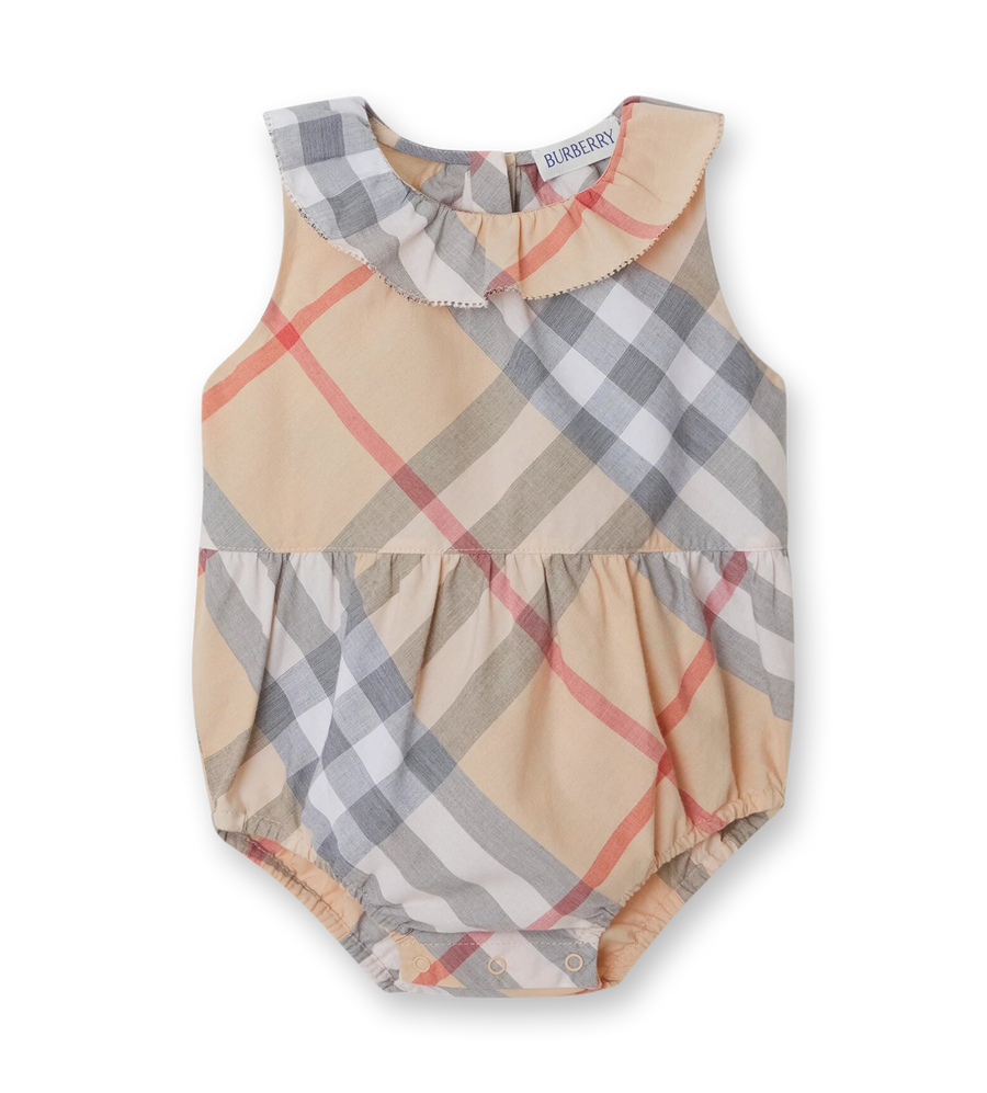 Baby Check Bodysuit Pale Stone