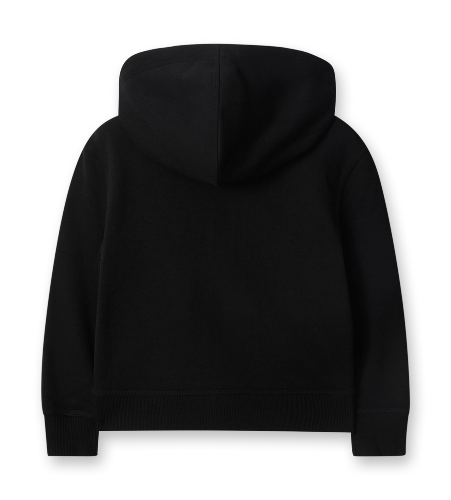 Check Label Zip Hoodie Black