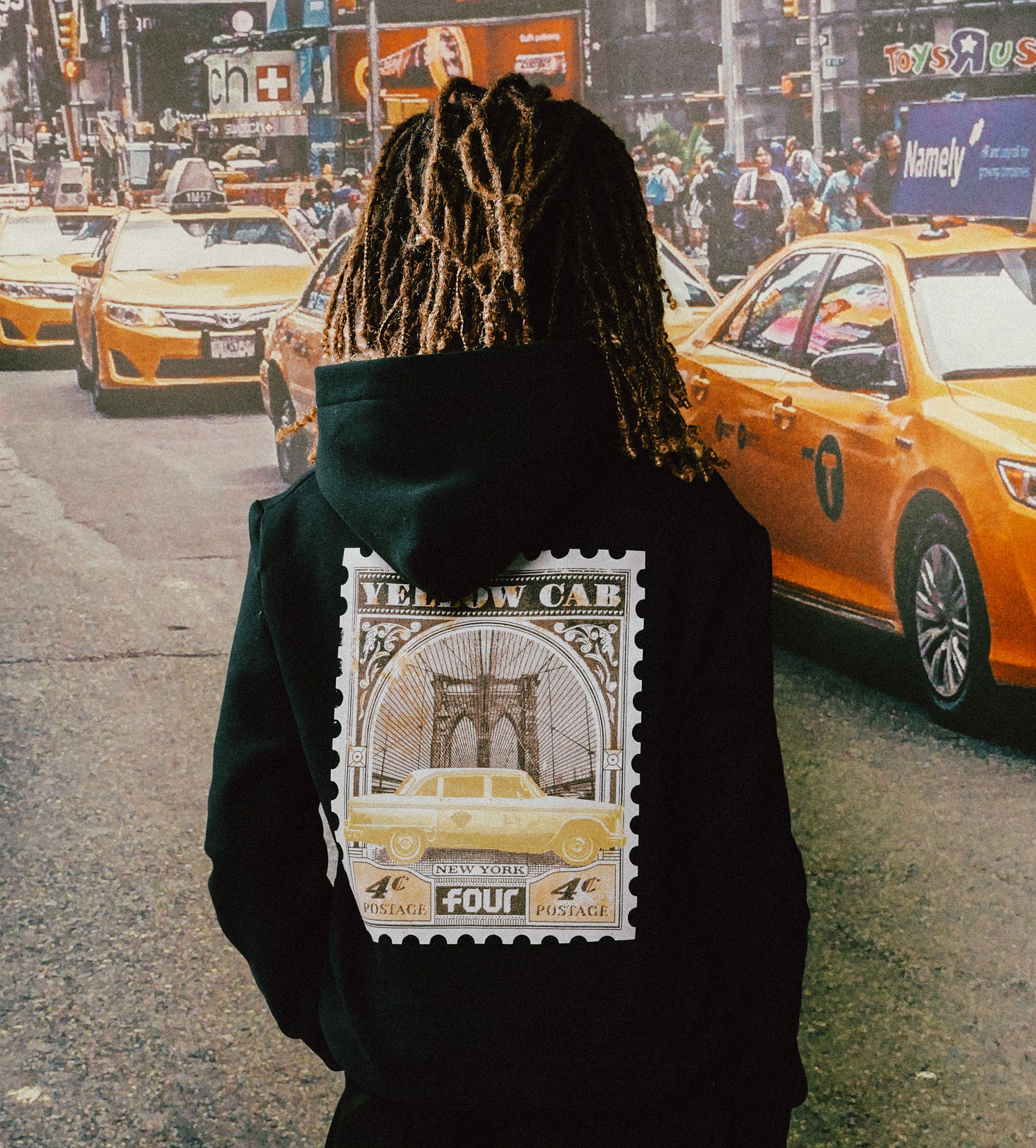 NY Stamp Cab Hoodie Black