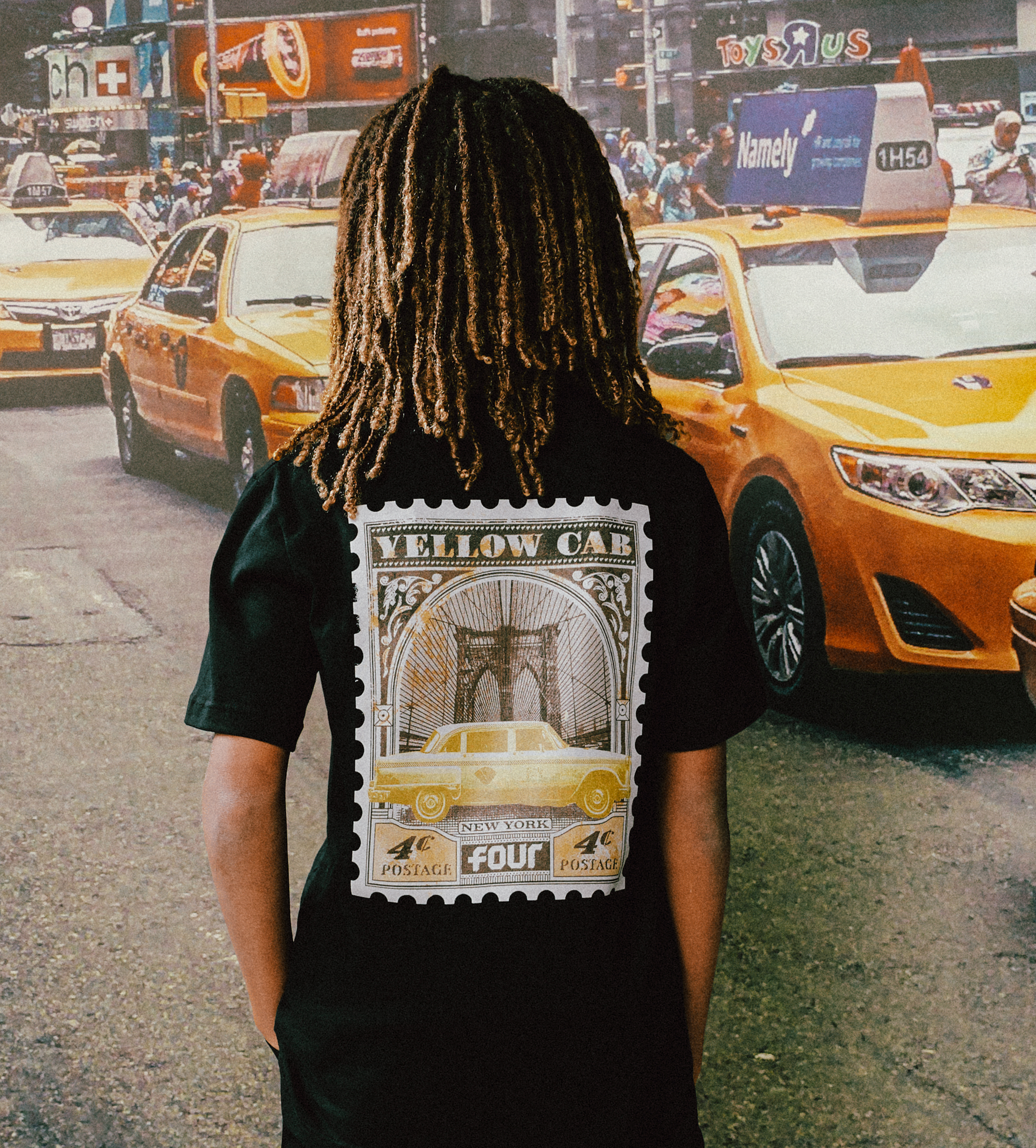 NY Stamp Cab T-shirt Black