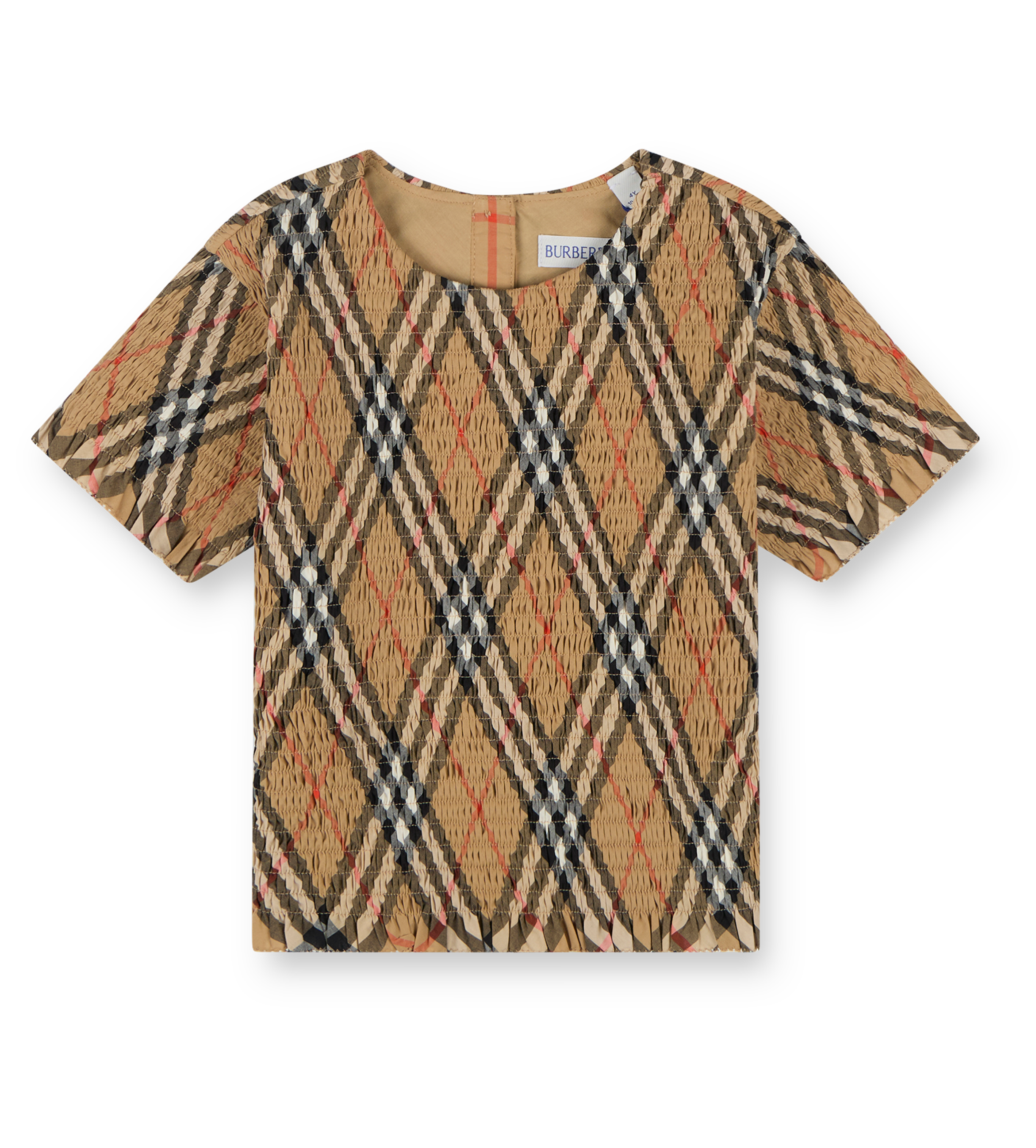 Checked Cotton T-shirt Sand