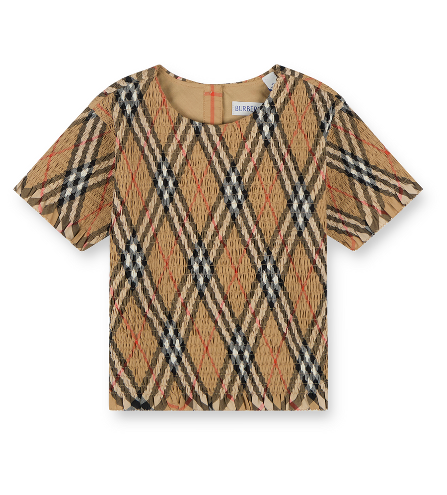 Checked Cotton T-shirt Sand