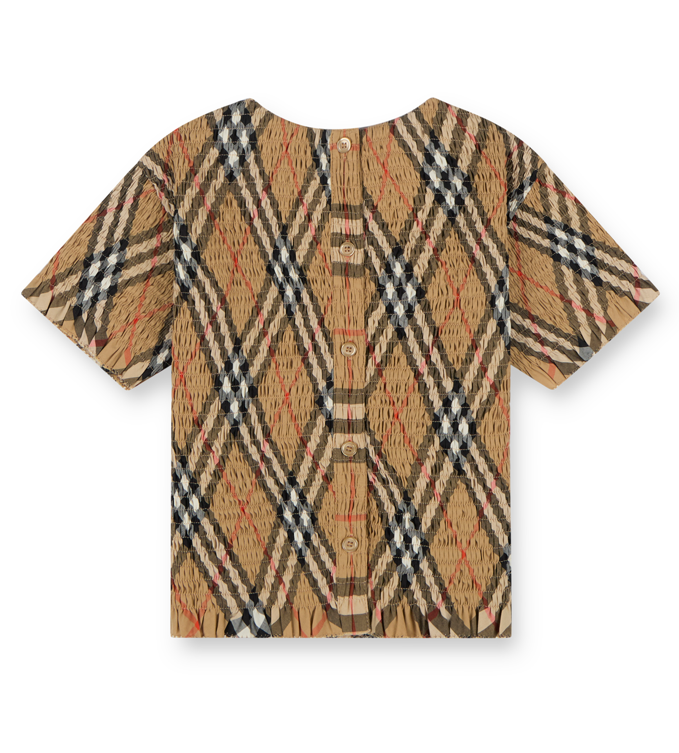 Checked Cotton T-shirt Sand