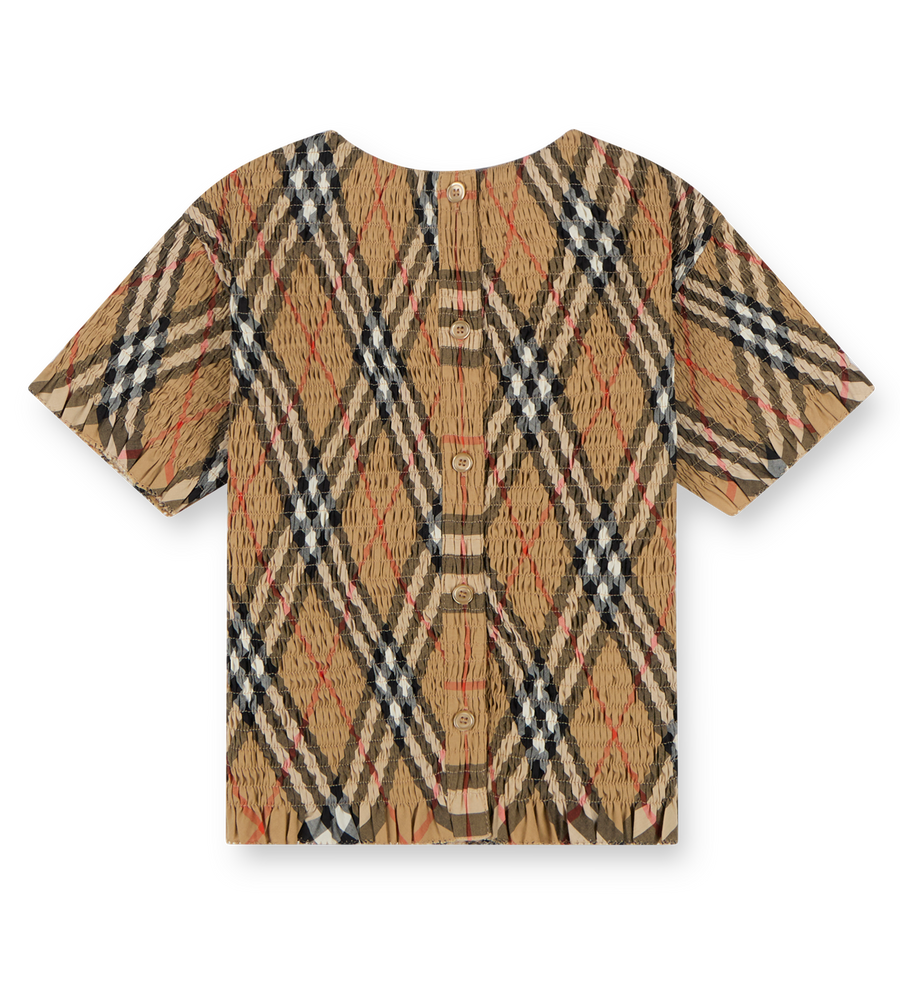 Checked Cotton T-shirt Sand