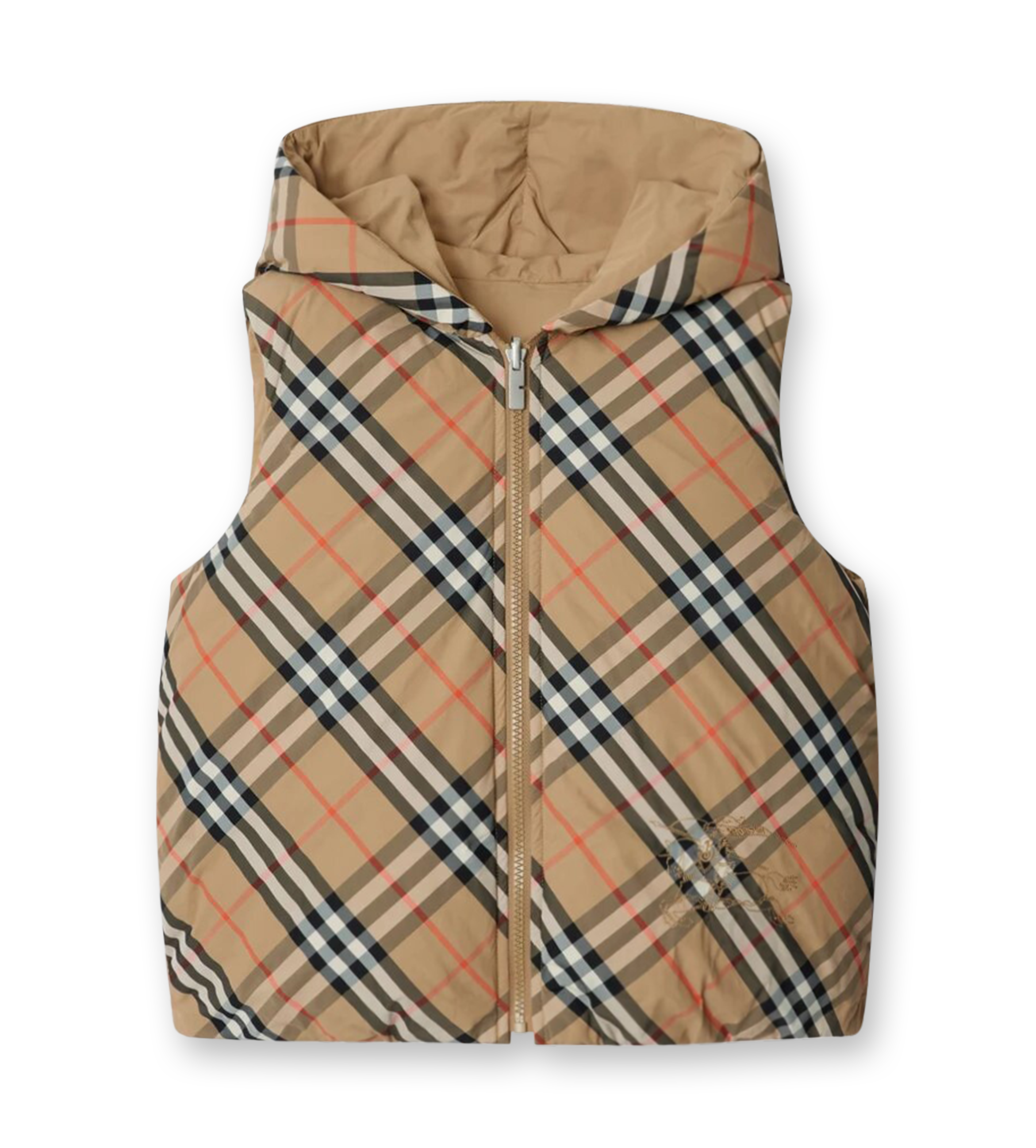 Baby Reversible Check Pattern Gilet Sand