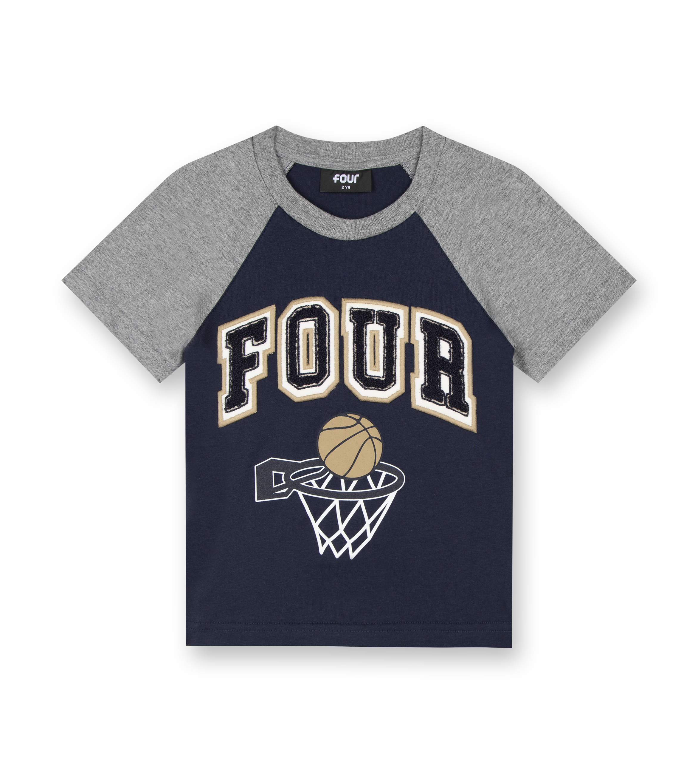 Basketball T-shirt Marine Blue & Grey Melange