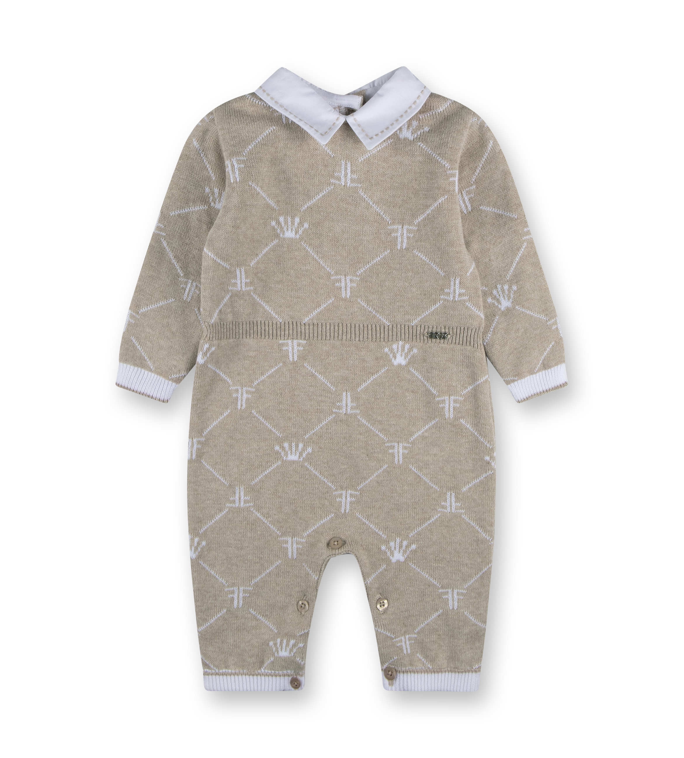 Knitted Signature Babysuit Beige