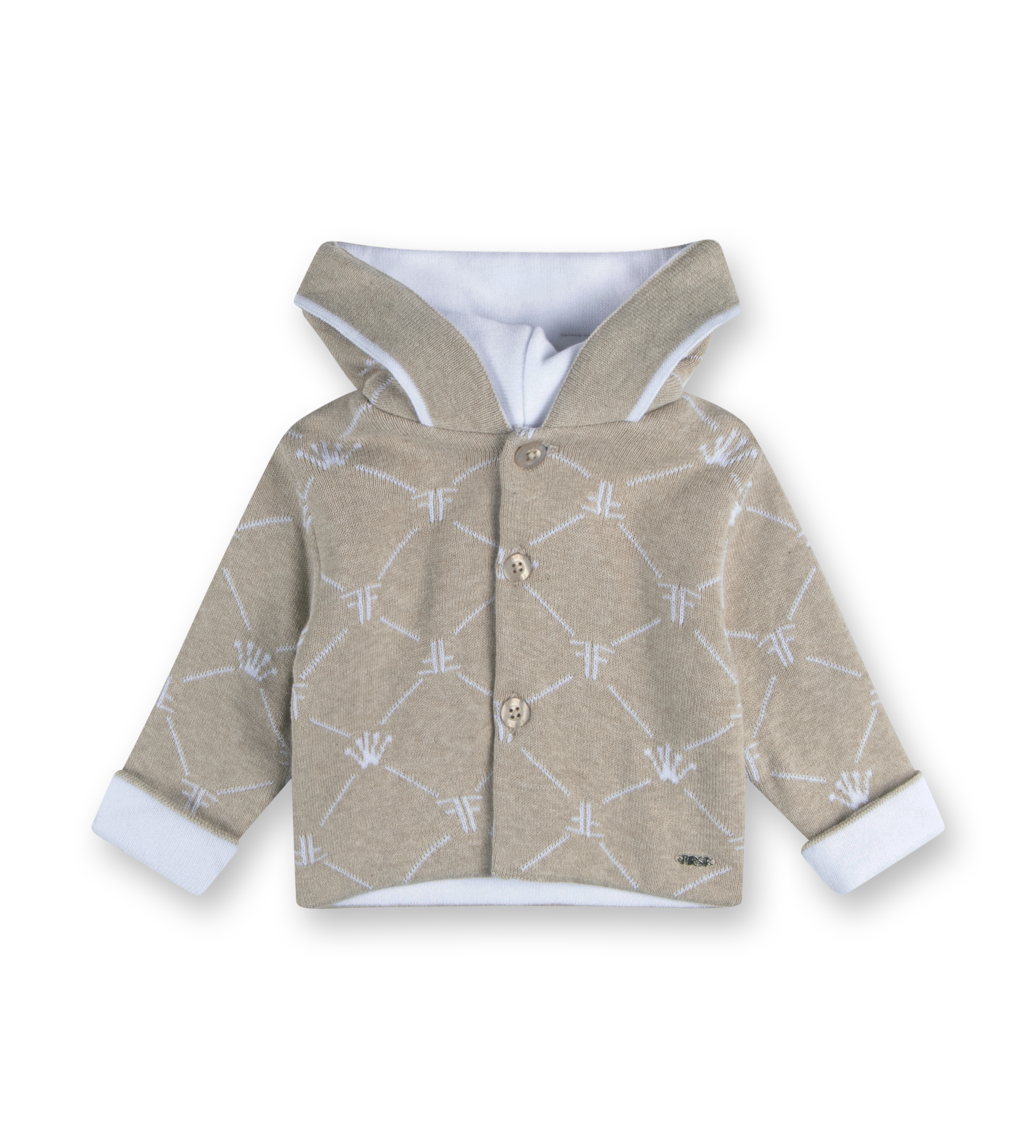 Knitted Signature Coat with Hood Beige