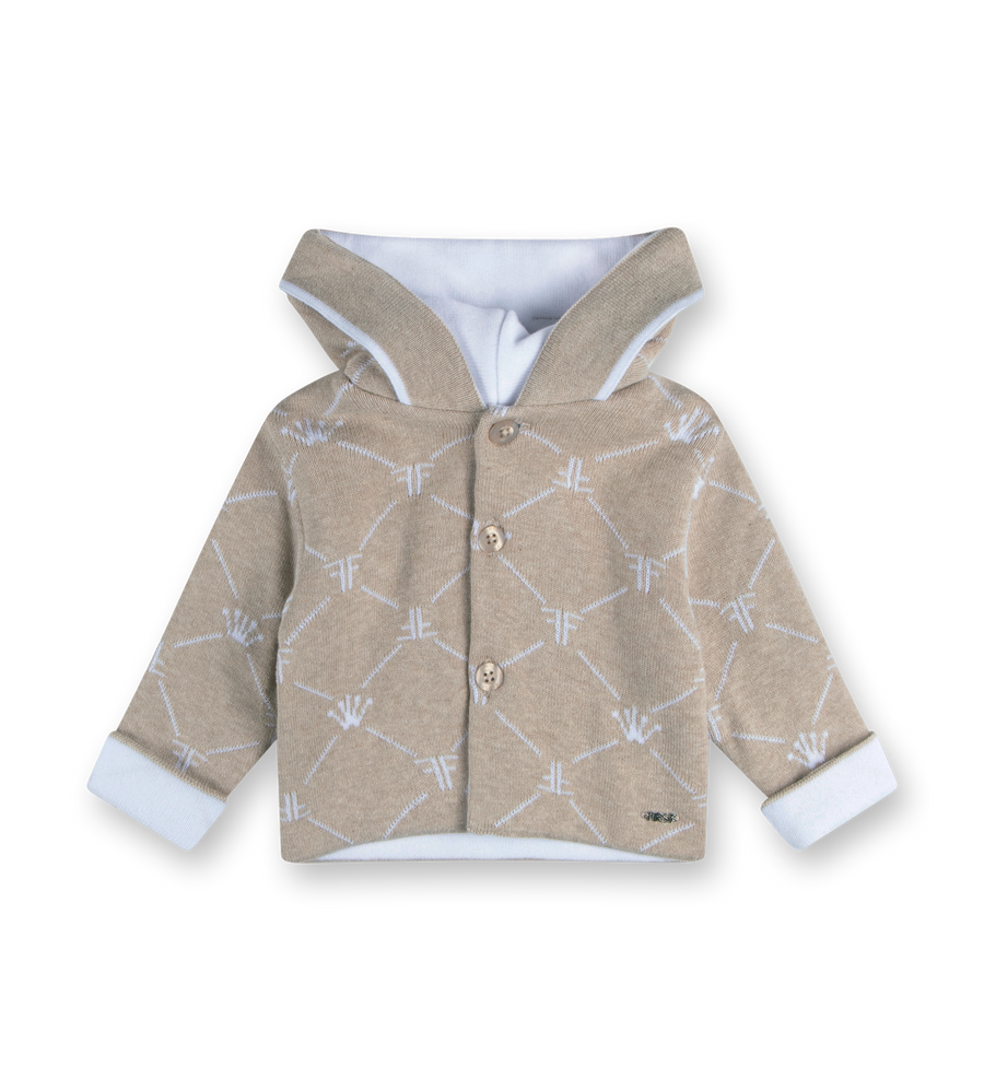 Knitted Signature Coat with Hood Beige