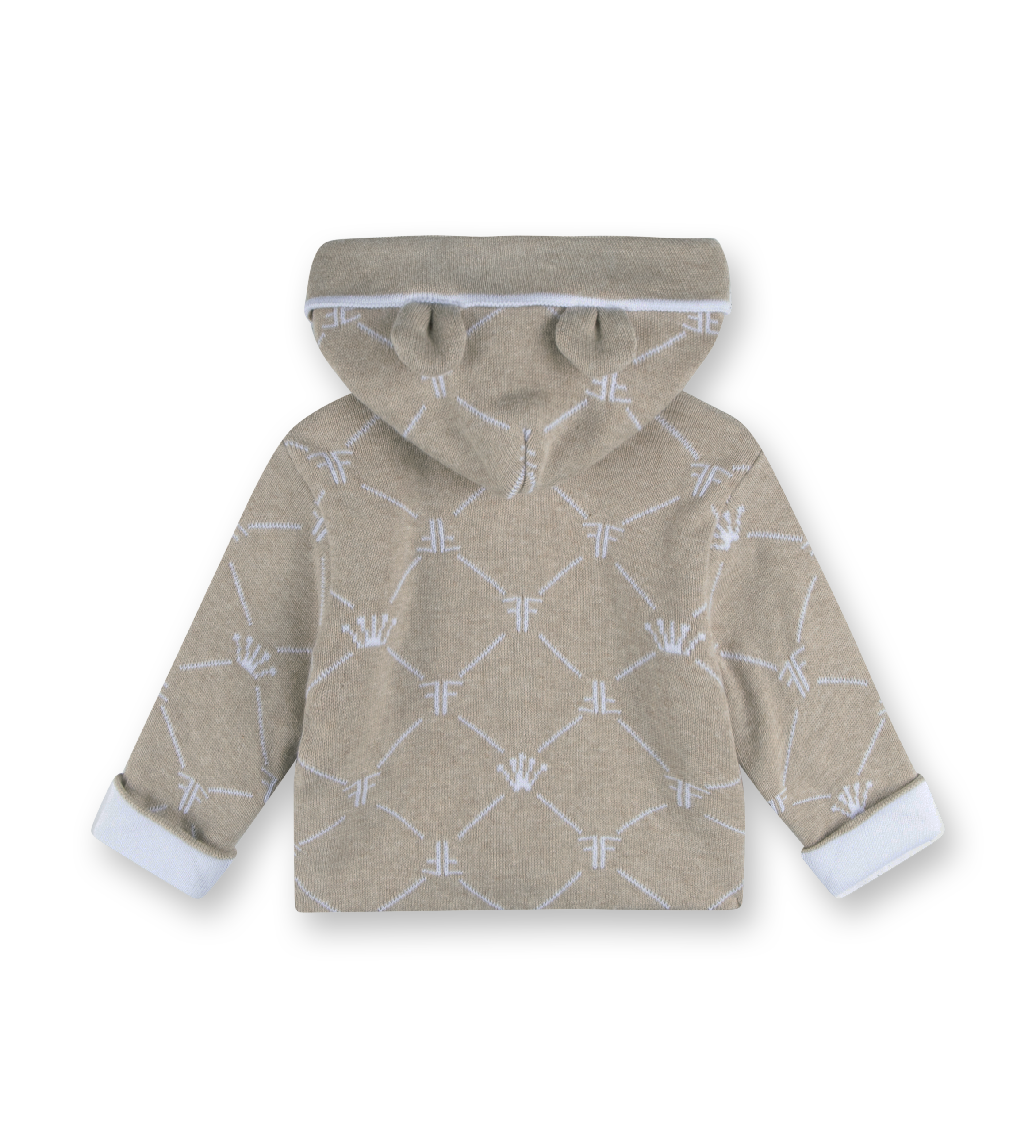 Knitted Signature Coat with Hood Beige