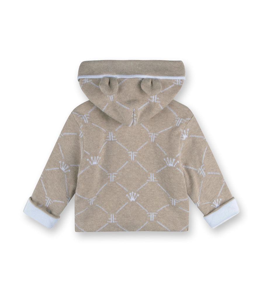 Knitted Signature Coat with Hood Beige