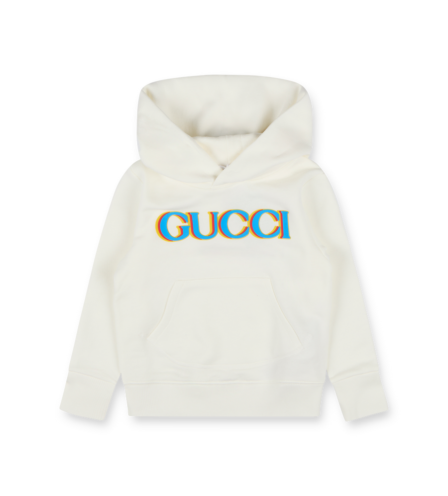 Printed Cotton Hoodie White