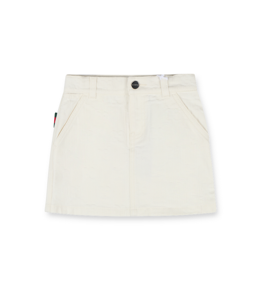 GG Denim Skirt White