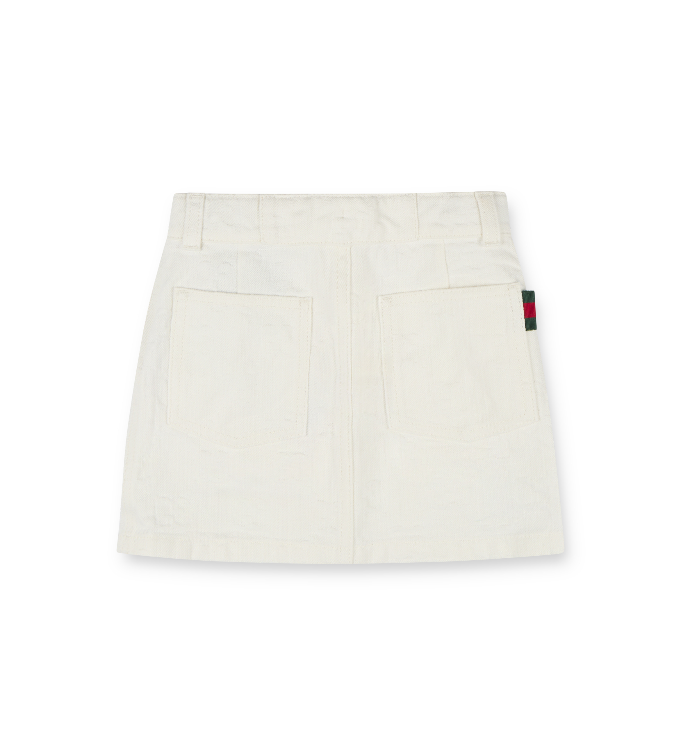 GG Denim Skirt White