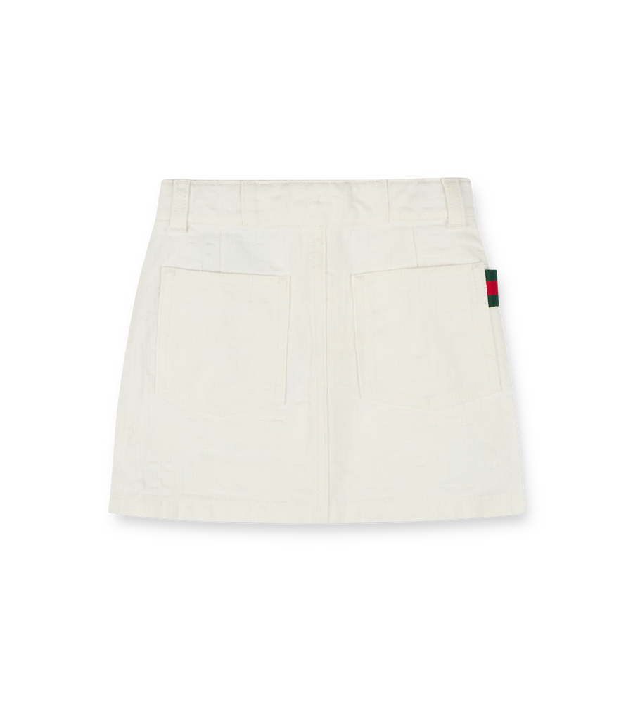 GG Denim Skirt White