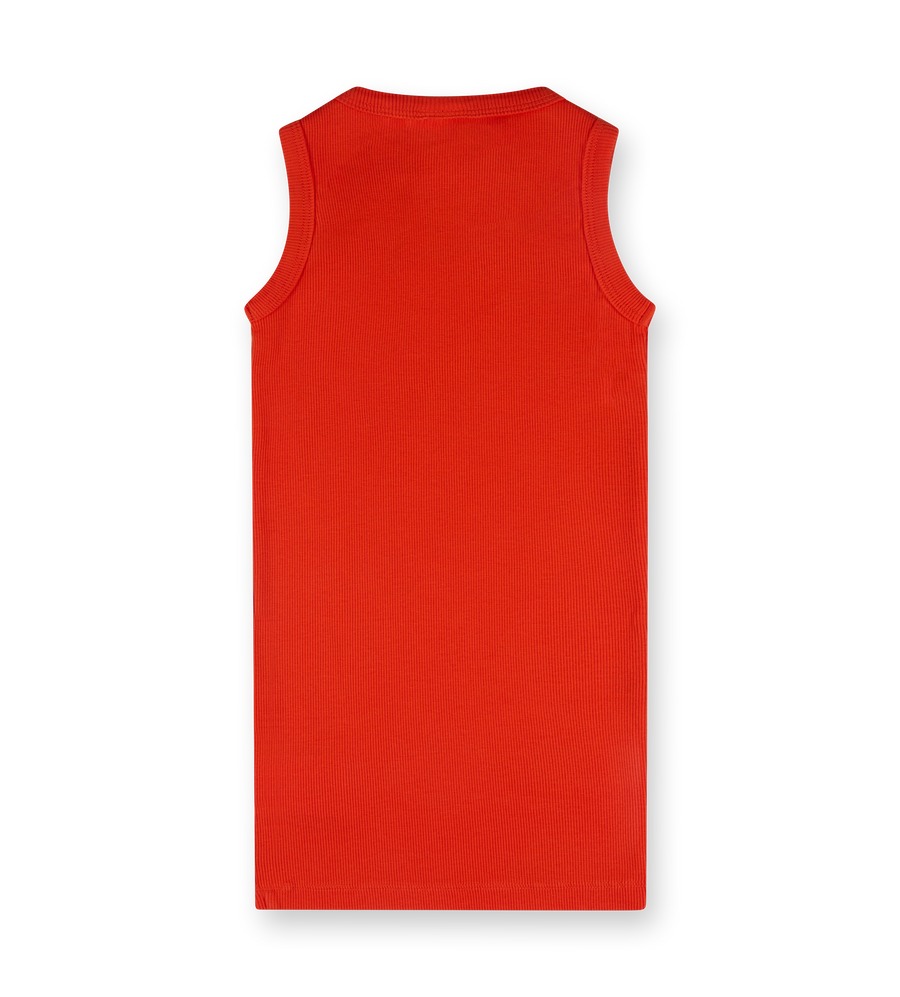 Off Stamp Ribbed Dress Coral Red