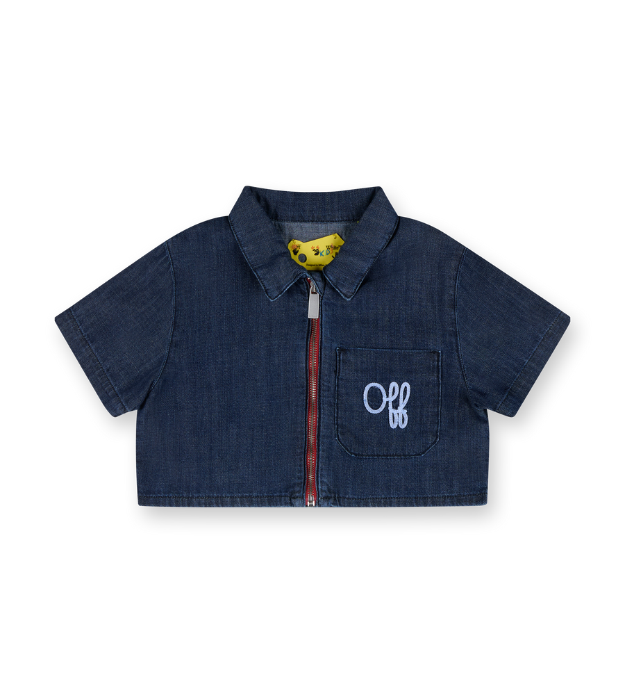 Script Type Denim Shirt Dark Blue