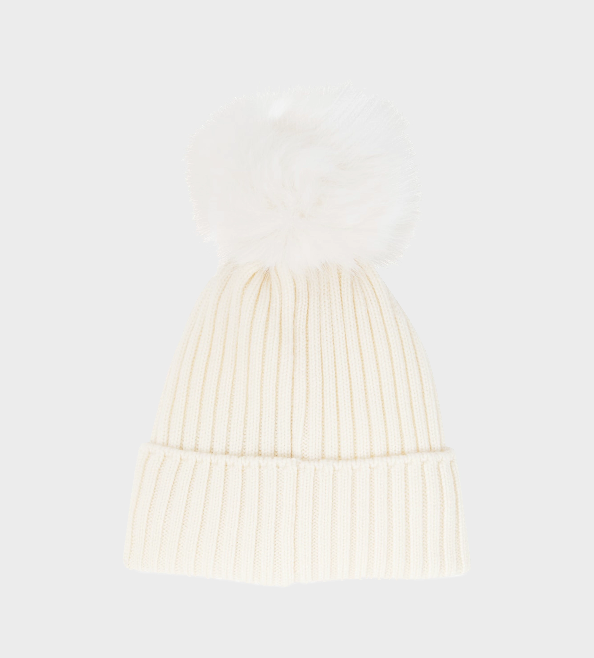 Beanie with Pom Pom White