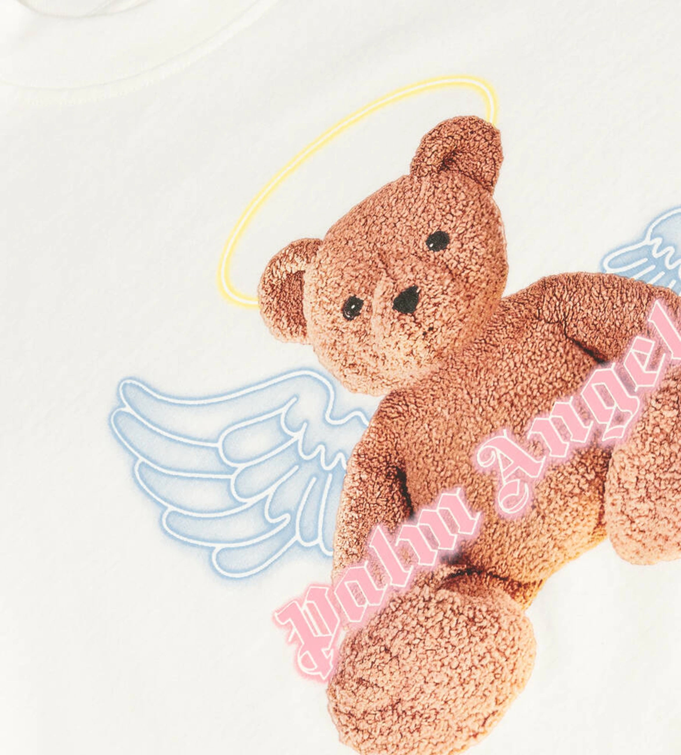 Palm Angels Kids teddy-bear print bowling shirt - Yellow