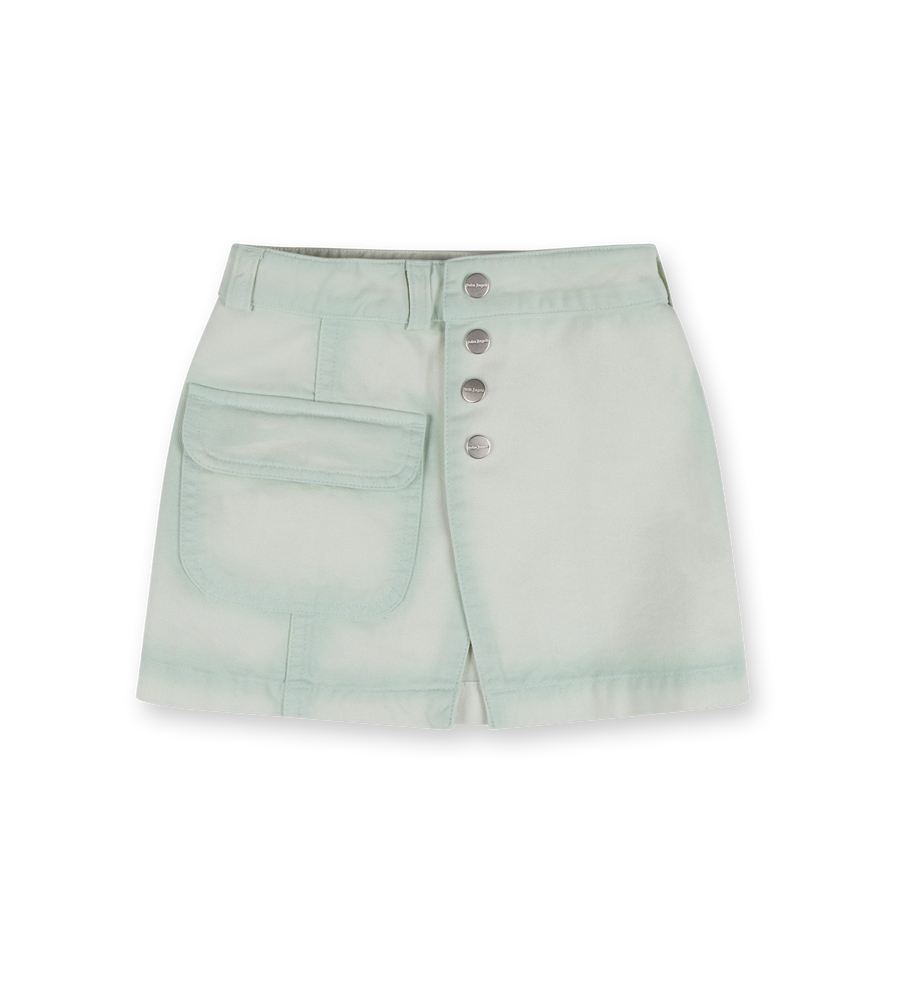 Denim Mini Skirt Mint Rose