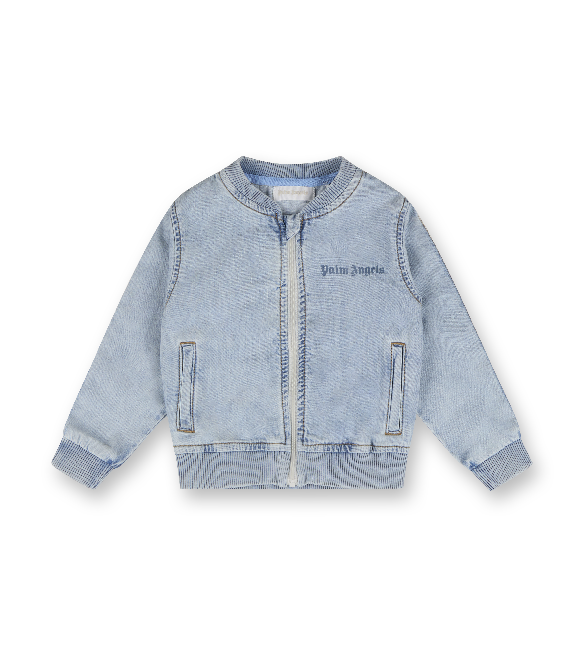 Logo-Embroidered Chambray Jacket Blue