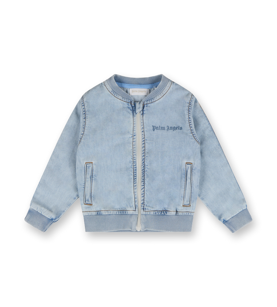 Logo-Embroidered Chambray Jacket Blue