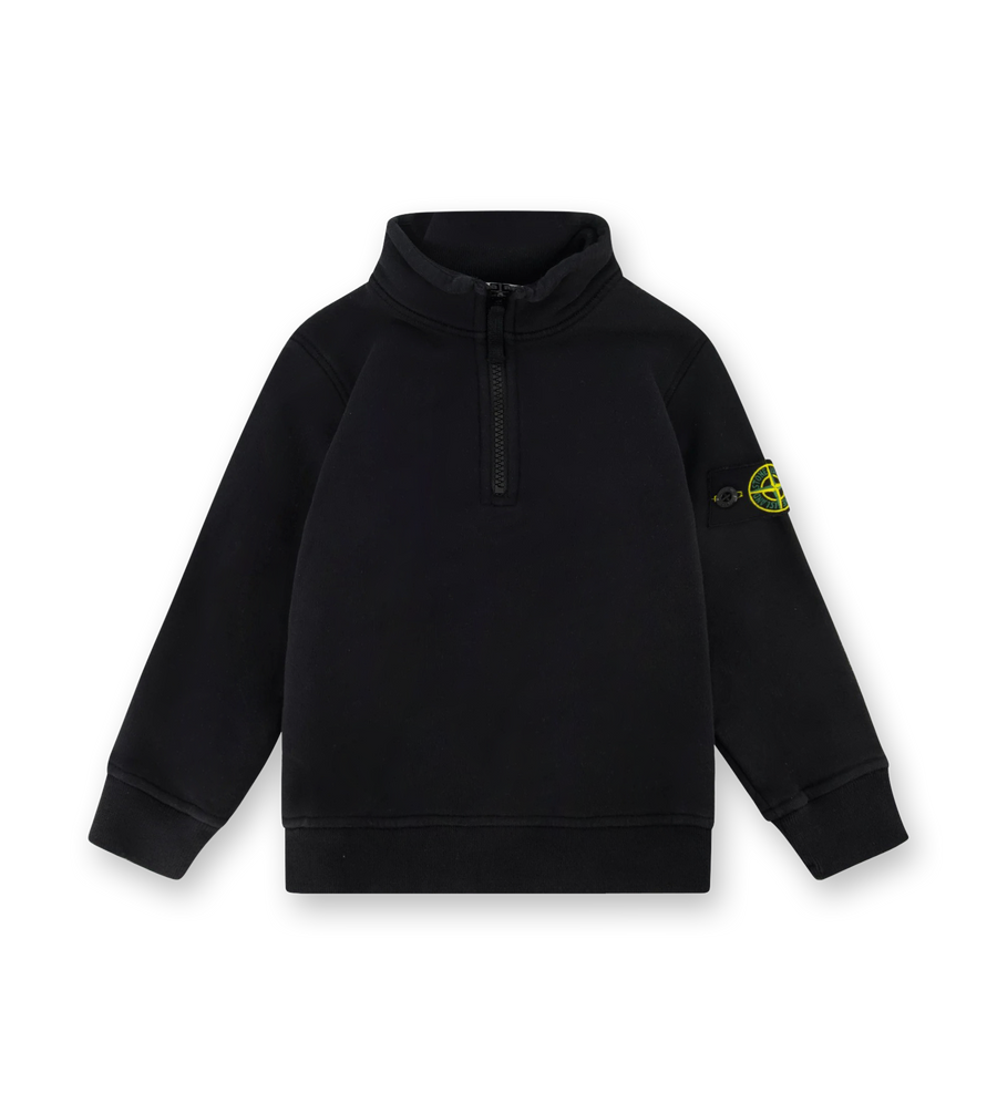 Compass-badge Half Zipped Sweatshirt Black