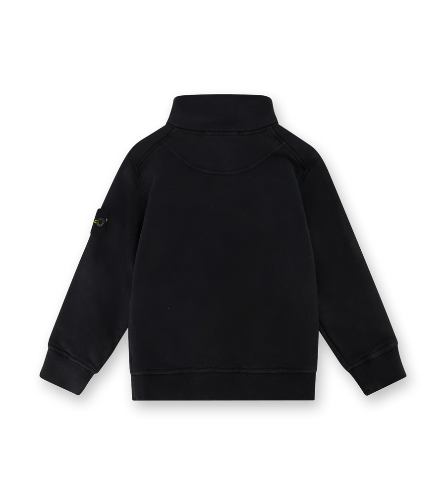 Compass-badge Half Zipped Sweatshirt Black