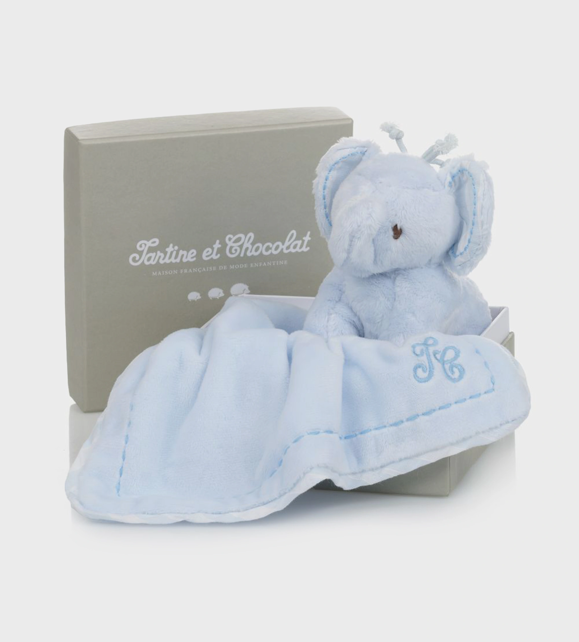 Elephant Doudou Bleu Ciel