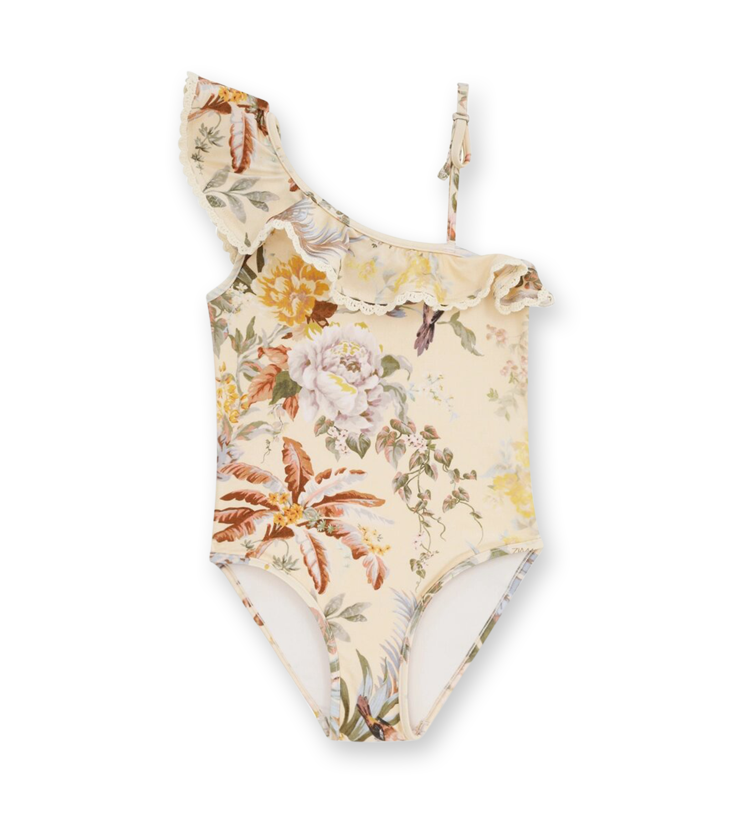 Tallow One Shoulder Swimsuit Cream Multi Floral