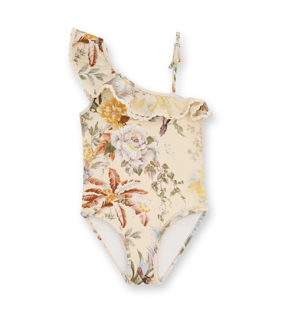 Tallow One Shoulder Swimsuit Cream Multi Floral