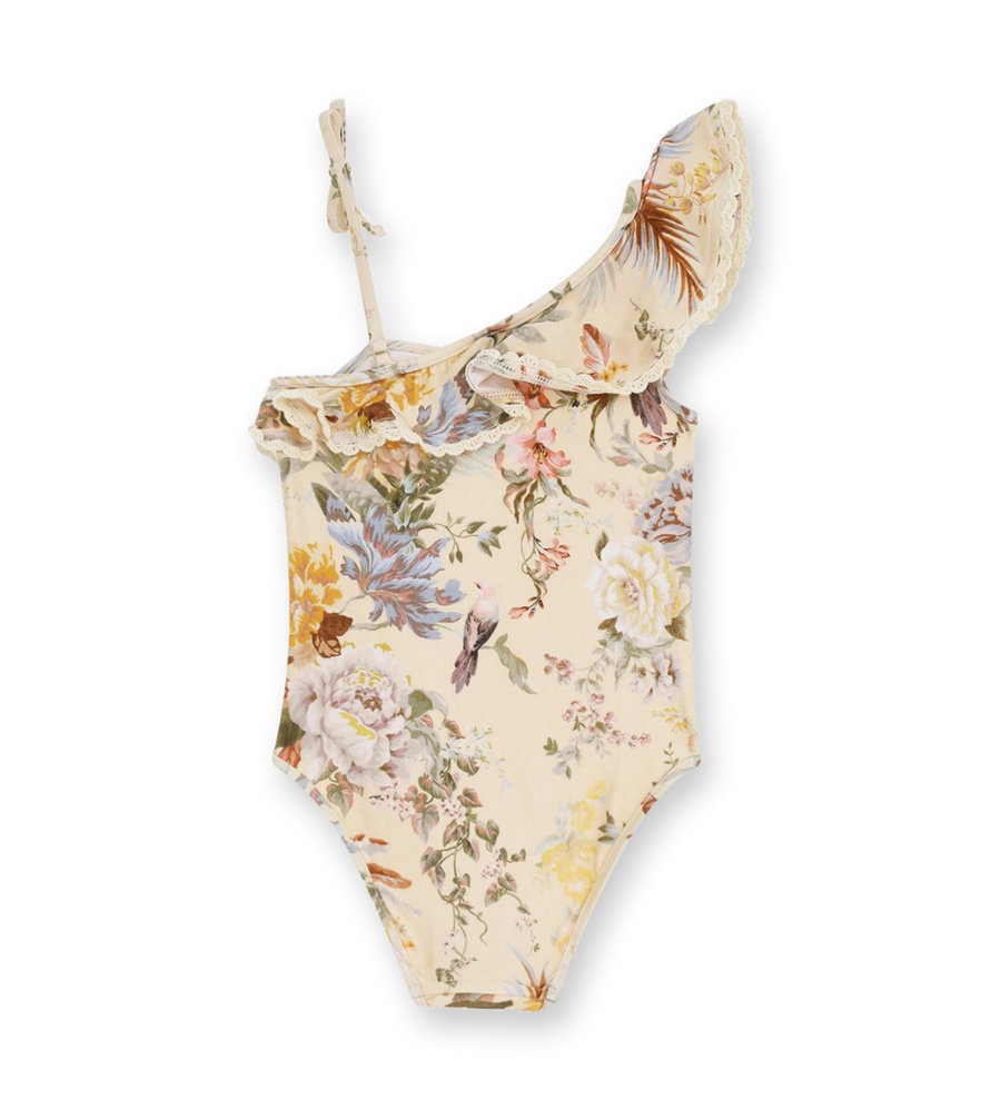 Tallow One Shoulder Swimsuit Cream Multi Floral