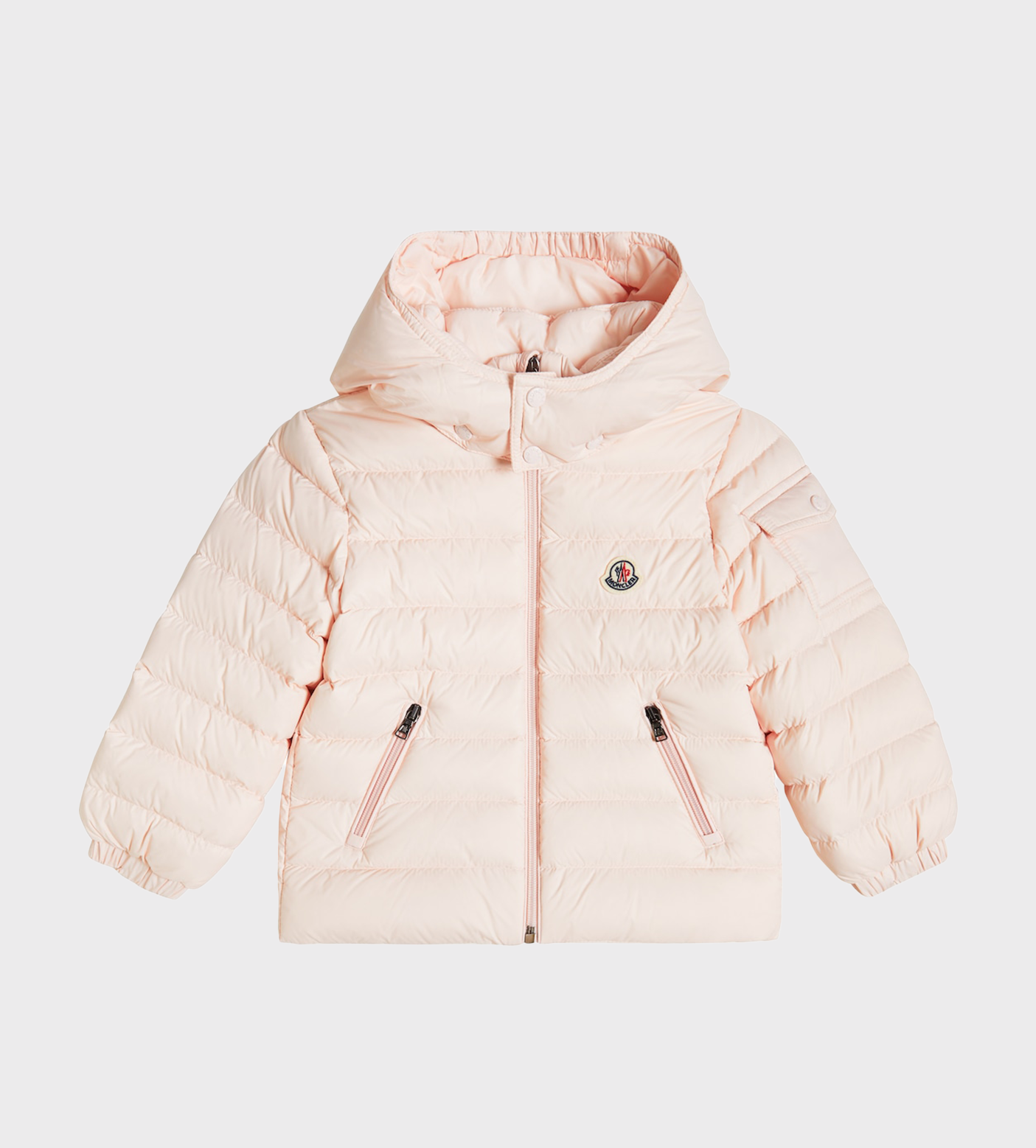 Logo-Patch Hooded Padded Jacket Pink