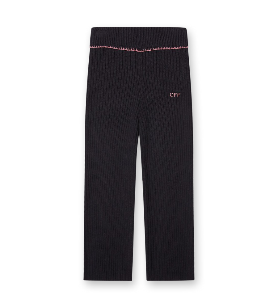 Off Stamp Ribbed-Knit Trousers Black