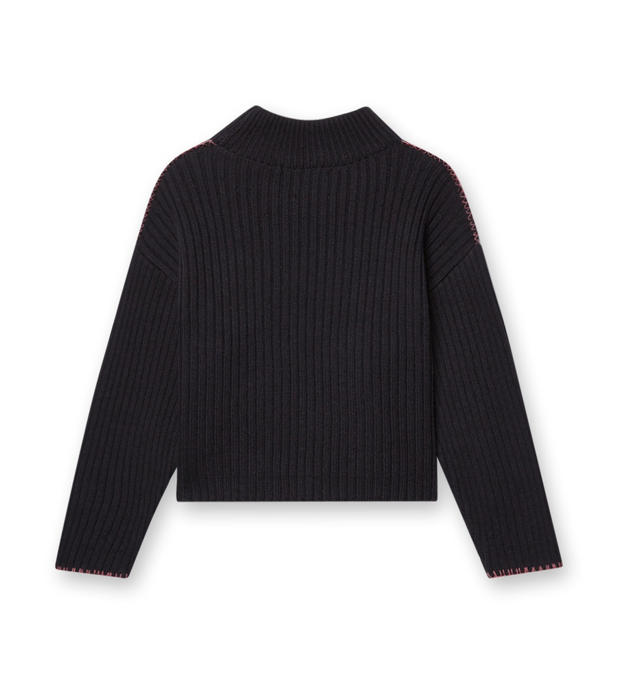 Off Stamp Ribbed Top Black