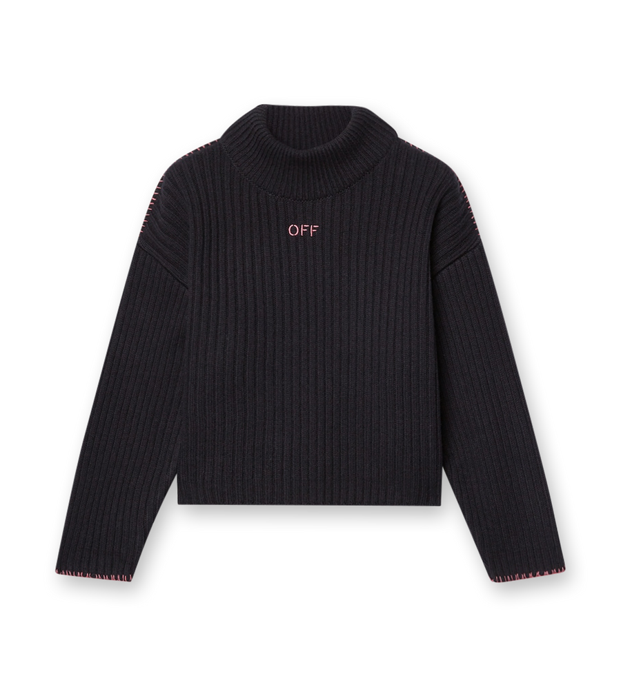 Off Stamp Ribbed Top Black