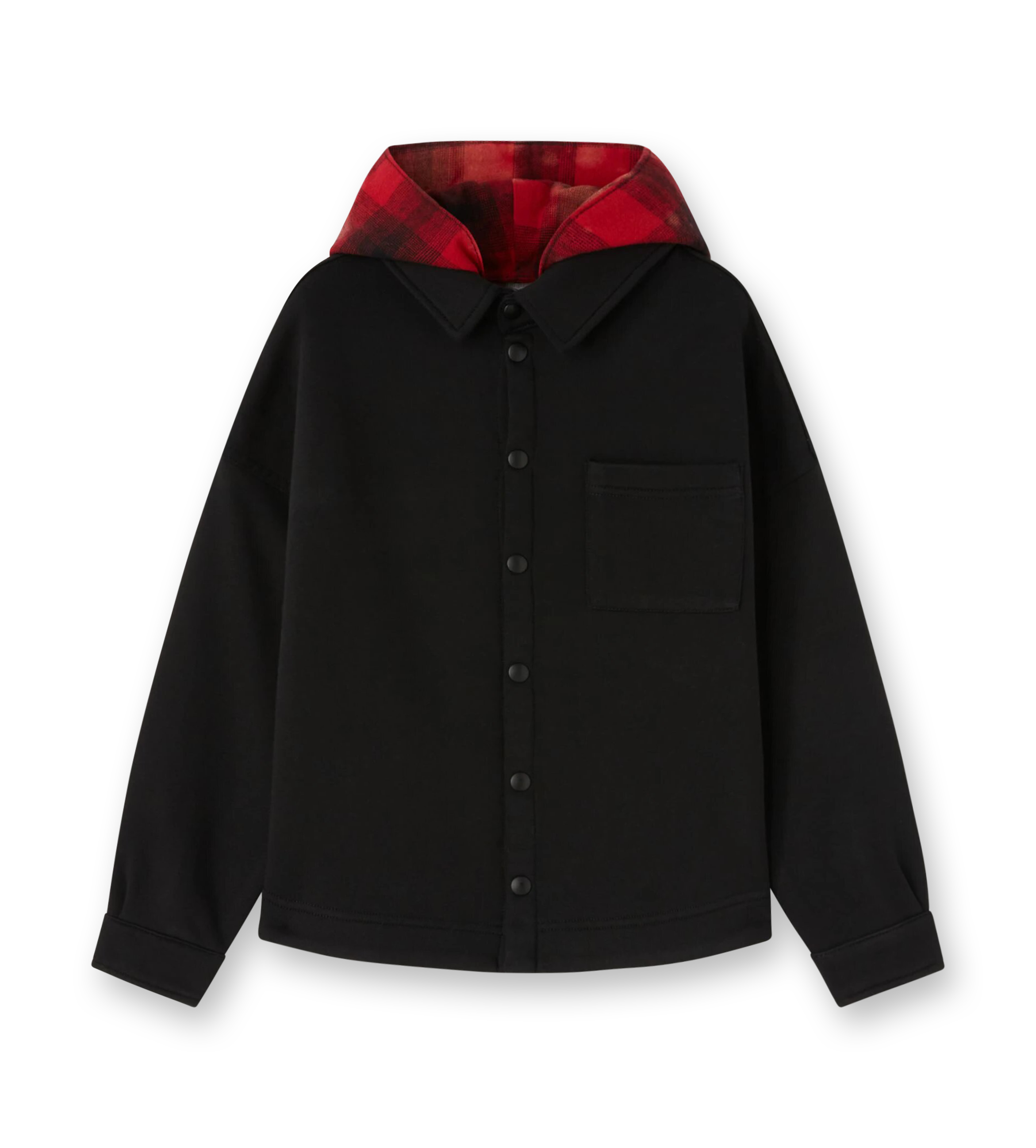 Fleece Hooded Overshirt Black