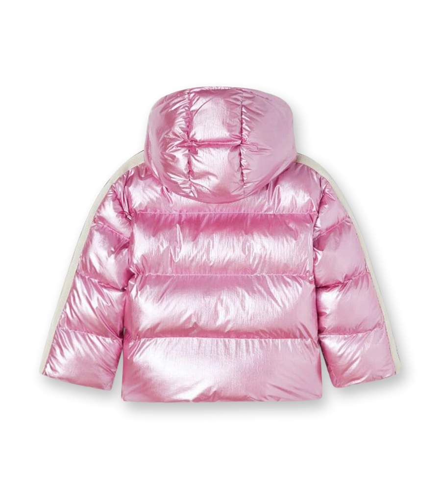 Metallic Hooded Puffer Jacket Pink